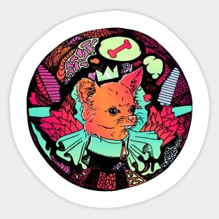 Blue Red Blend Circle of the Chihuahua Sticker